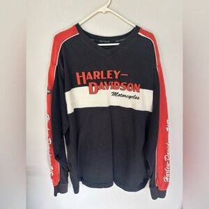 Vintage Harley-Davidson Motorcycles Embroidered Logo Long Sleeve Shirt Men's XL